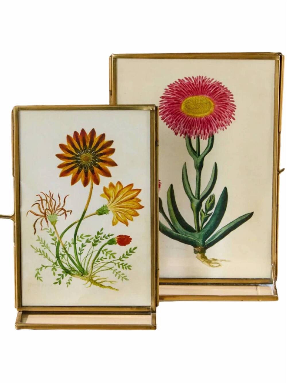 NEW TWO'S COMPANY floral reversible photo frame - two piece set in bronze